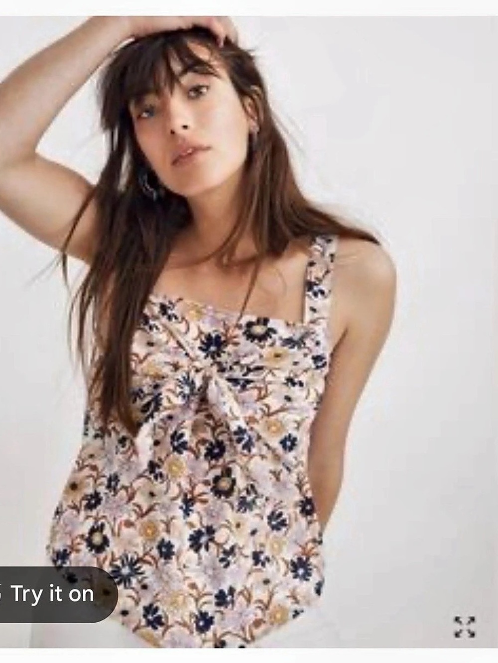 Madewell Tie-Front Tank Top in Meadow Floral, Pink & Blue